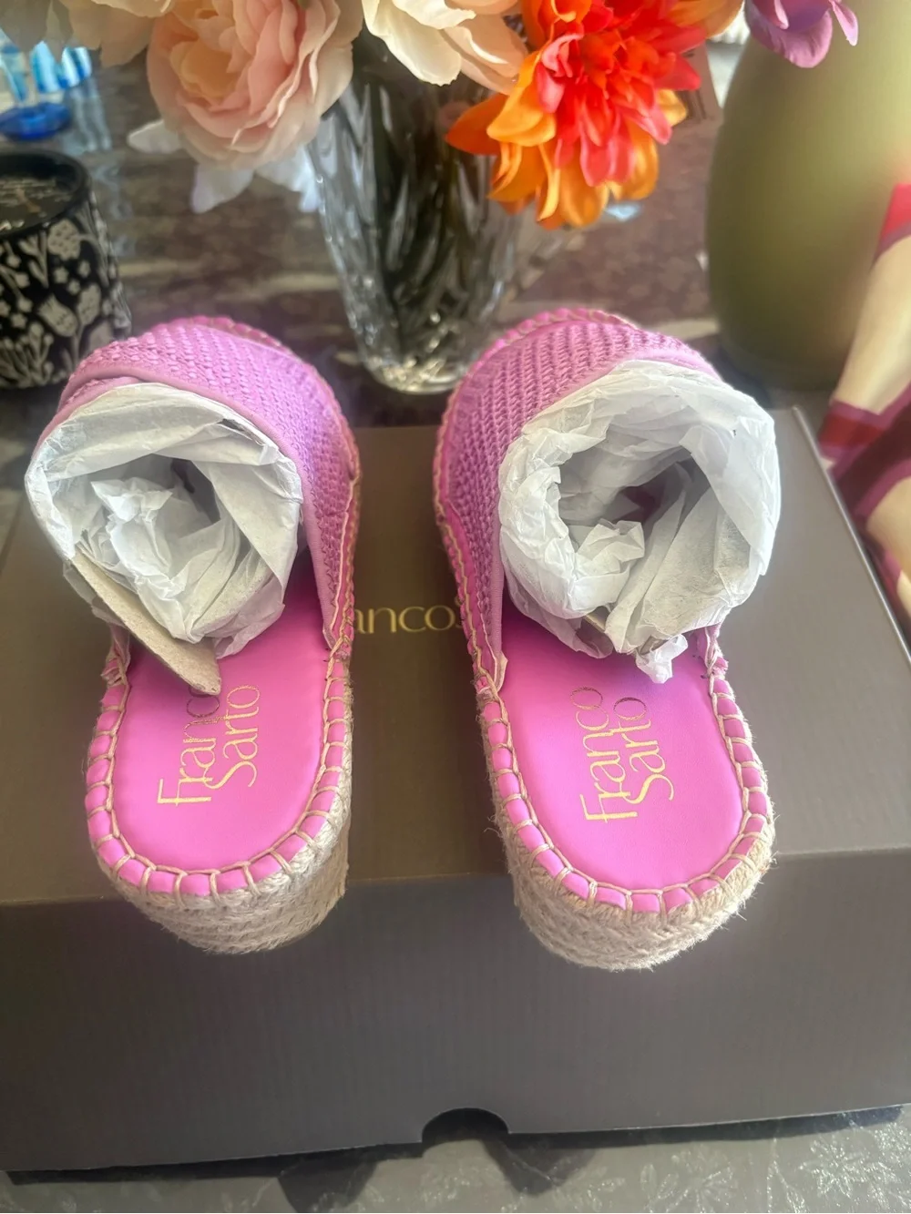 Franco Sarto 9 Lilac Woven Espadrille Slide Sandals